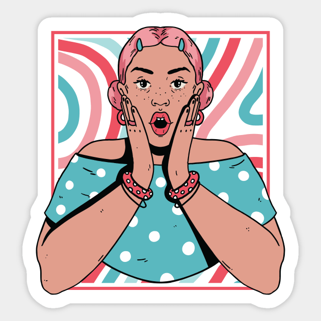 Chisme Queen Pop Art Portrait of Young Woman P Sticker by SLAG_Creative